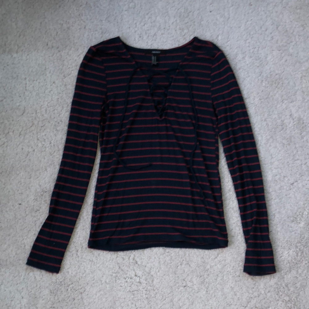 Tie front long shelved shirt